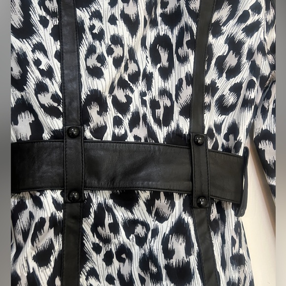 NWNT Arden B Trench Coat Leopard Animal Print Leather Trim Trench‎ Coat Jacket - Picture 8 of 11